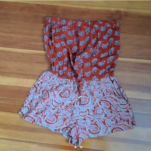 Paisley Patterned Strapless Romper